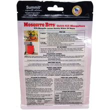 Summit Mosquito Bits granules bag with back label information, resealable top