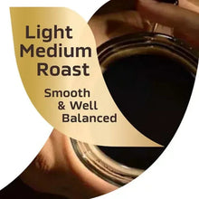 Instant coffee cup with foam, Light Medium roast smooth & well balanced graphic