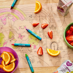 Pen+Gear Washable Fairytale Coloring Placemat Kit with 4 Crayons, Black and White - USA MEGA SHOP