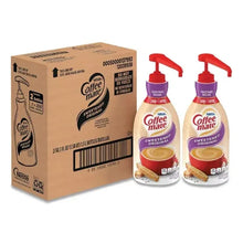 Coffee creamer pump bottle multipack with cardboard carton, beige bottles and red pumps