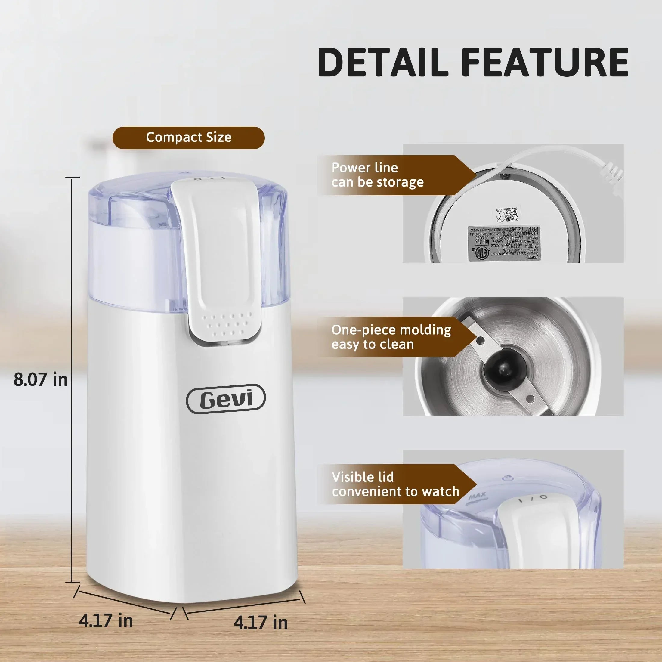 Gevi 12-Cup Electric Coffee Grinder with Stainless Steel Blades