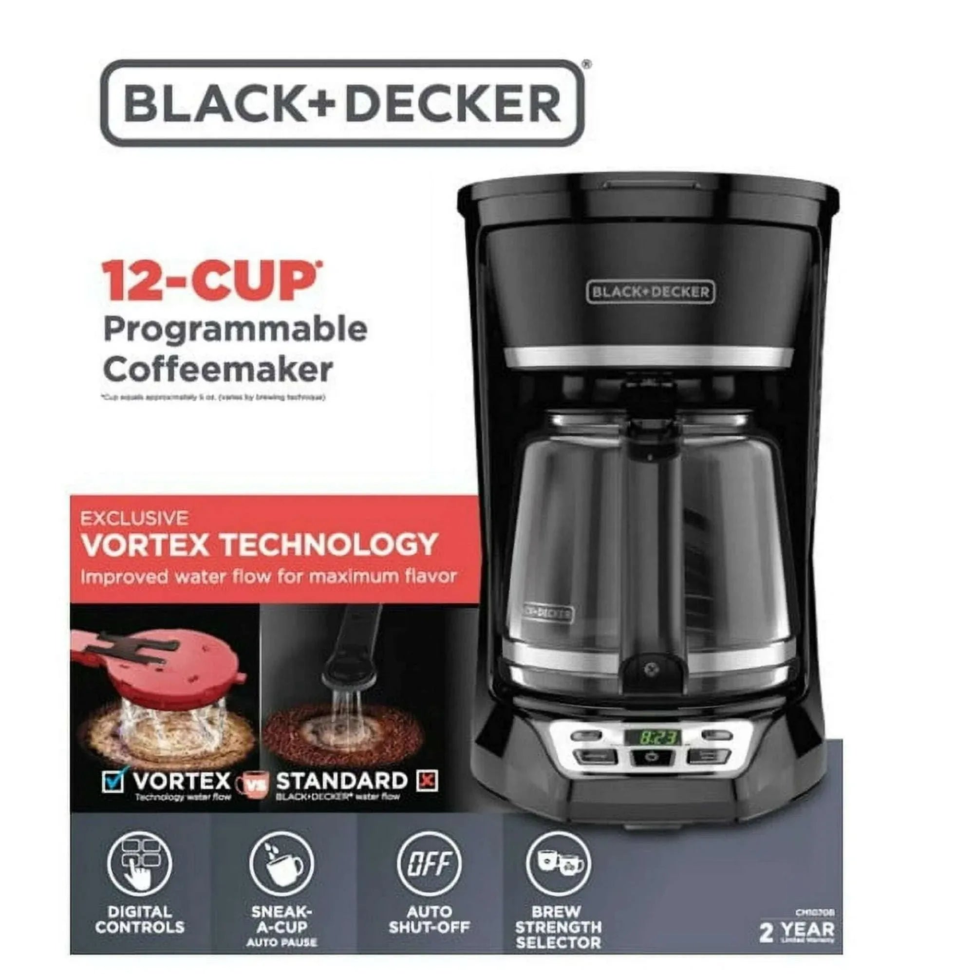 BLACK+DECKER Programmable 12-Cup Drip Coffee Maker with Custom Brew Strength, Black - USA MEGA SHOP