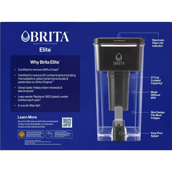 Brita Extra Large 27-Cup UltraMax Filtered Water Dispenser with Filter - Jet Black