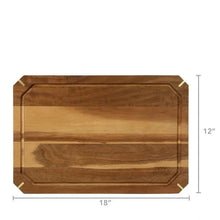 Rectangular acacia cutting board, 18 in wide, 12 in deep