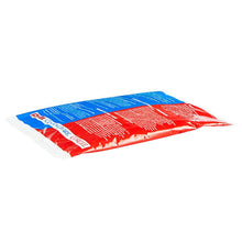 Printed cold pack liner with blue and red pattern