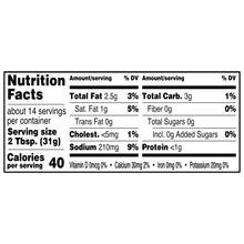Nutrition Facts panel for queso blanco cheese dip container