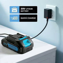 Blue lithium-ion battery pack and quick charger adapter for cordless hot glue gun