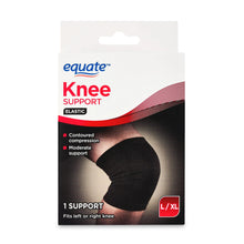 Knee support elastic compression sleeve, black contoured knit, size L/XL