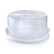 Clear cake carrier with domed lid and white base