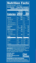 Pop Secret microwave popcorn nutrition facts panel for movie theater butter flavor