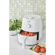 Arctic white air fryer with open basket holding fried food