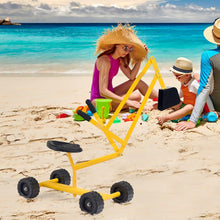 Yellow ride-on sand digger excavator toy with black shovel and round seat