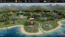 PS5 racing game world map screen with roads, airfield, and cars markers