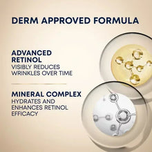Retinol serum formula graphic with retinol and mineral complex callouts