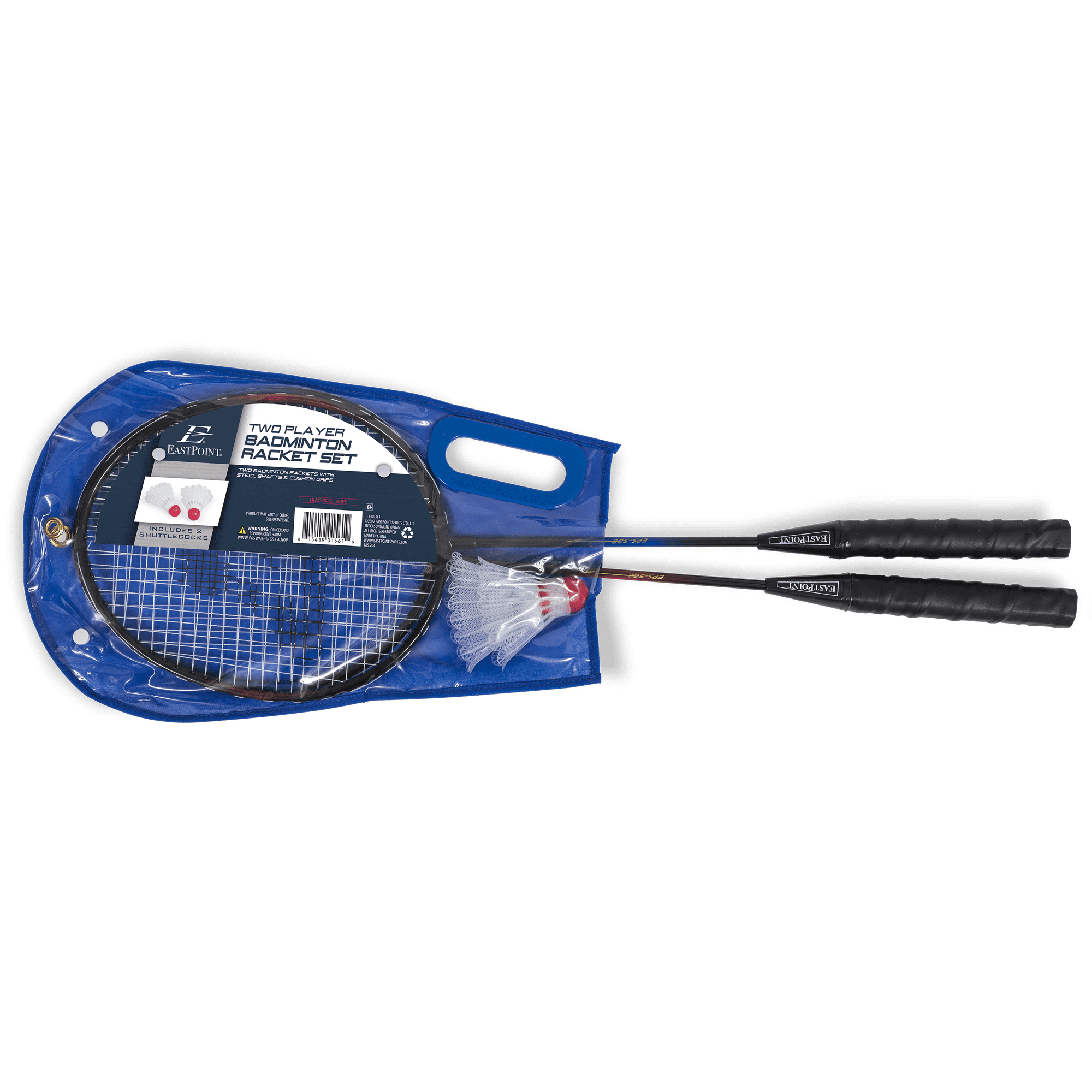 EastPoint Sports 2 Player Badminton Racket Set; 2 Rackets with Steel Shafts, 2 Shuttlecock Birdies