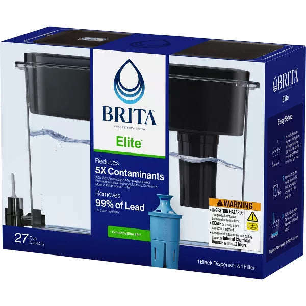 Brita Extra Large 27-Cup UltraMax Filtered Water Dispenser with Filter - Jet Black