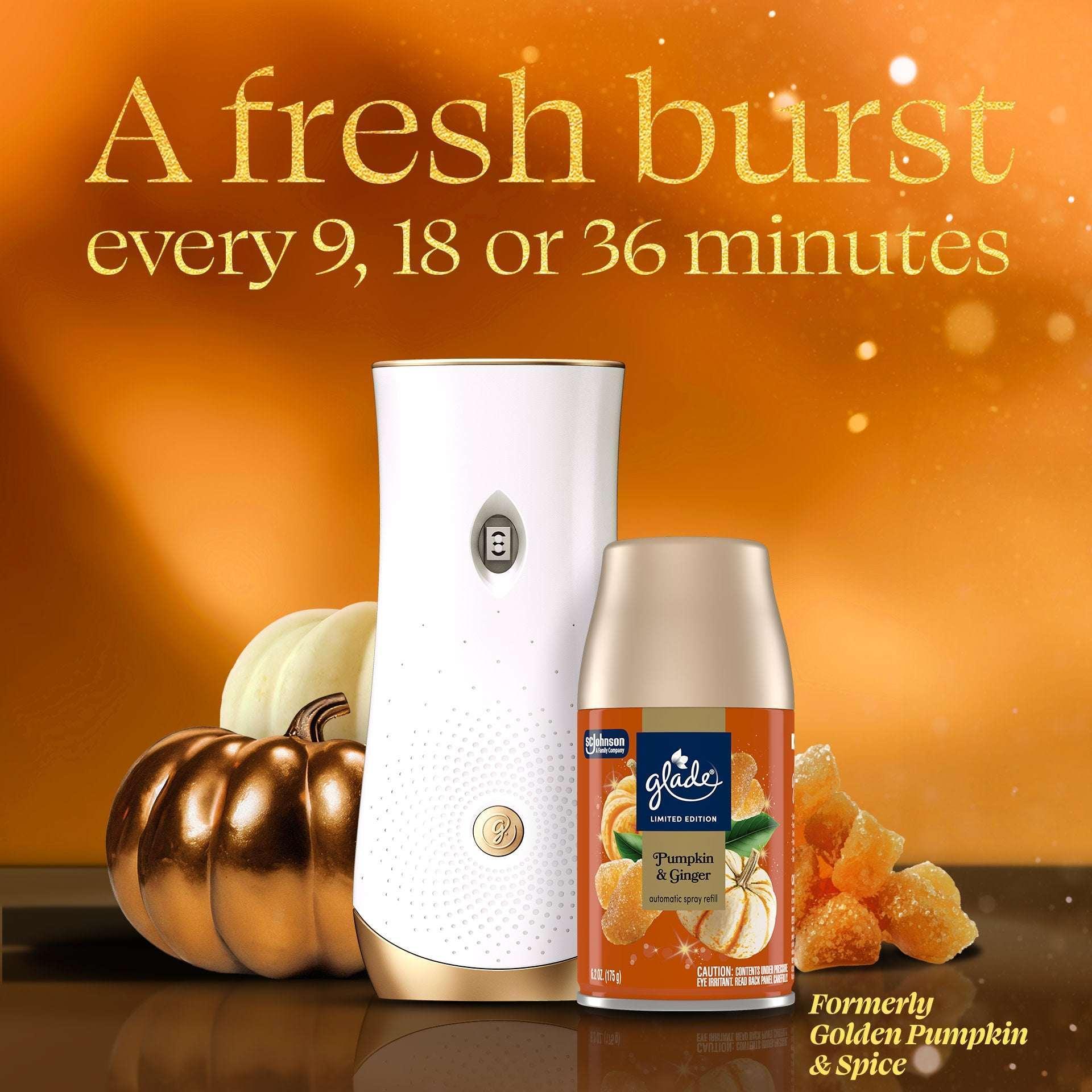 Glade® Automatic Spray Air Freshener Refill, Christmas Holiday Pumpkin & Ginger, 6.2oz., 2 Count