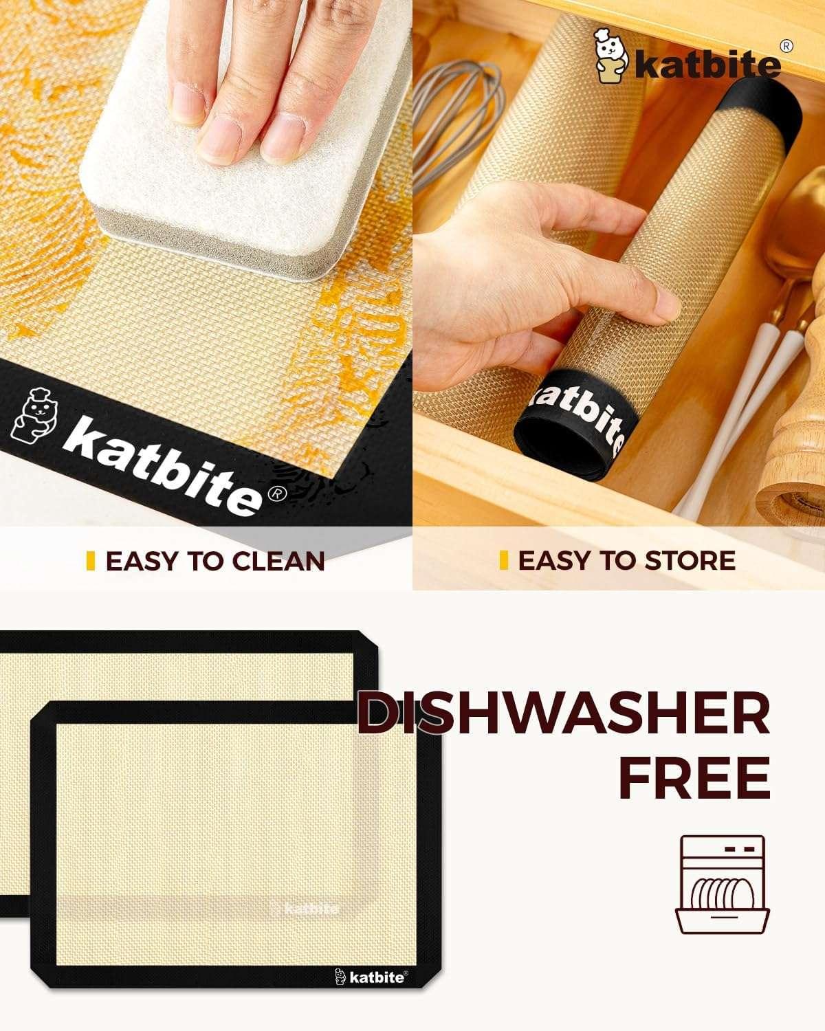 Katbite Silicone Baking Mat 3PCS 11.6 in x 16.5 in Reusable & Nonstick Bakeware Mats,Black - USA MEGA SHOP