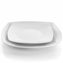 White square porcelain dinnerware set: square plate with matching bowl
