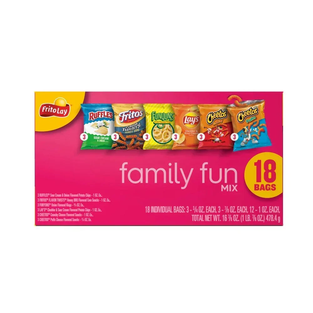 Family Fun Mix Variety Pack Snack Chips, 18 Count Multipack