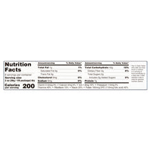 Spaghetti pasta Nutrition Facts panel on product label