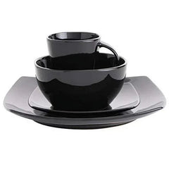 Gibson Soho Lounge Square 16-Piece Dinnerware Set - Black