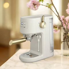 Thyme & Table Barista Mini Espresso Machine with 15-Bar Pressure and Steam Wand, Sand White - USA MEGA SHOP