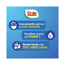 Dole no sugar added variety pack back panel with vitamin C and zero added sugar icons