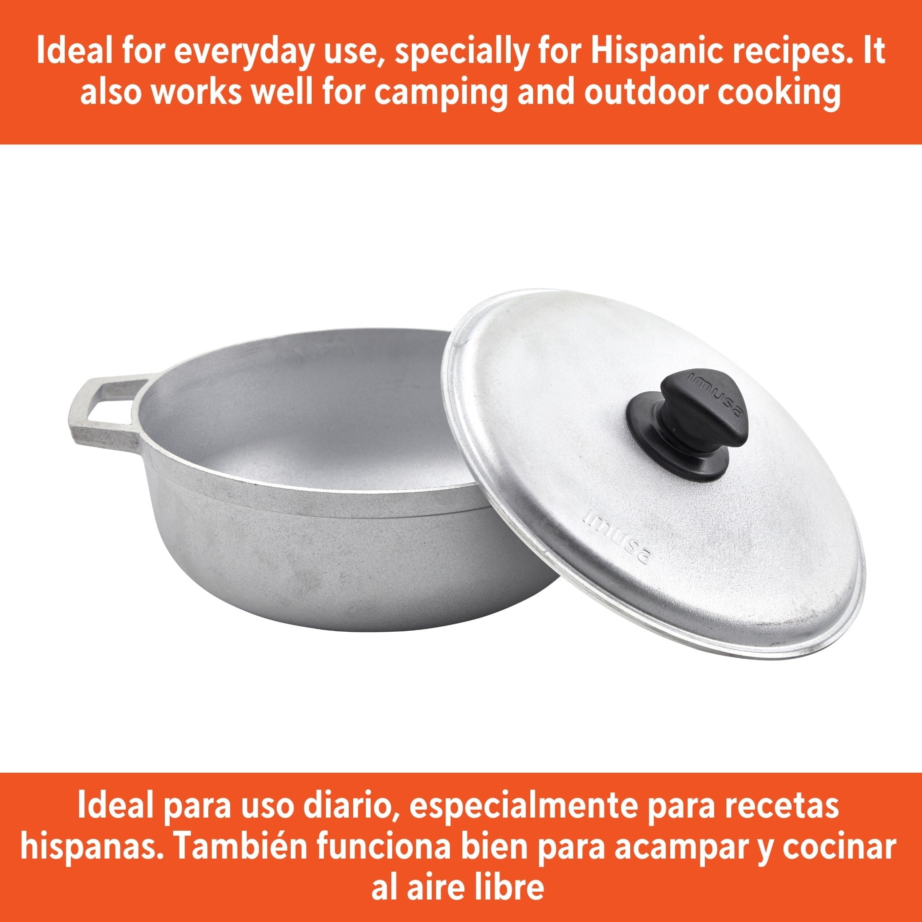 IMUSA 4.8qt Cast Aluminum Caldero - 26cm