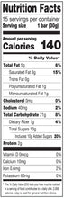 Granola bar Nutrition Facts panel with calories 140 per serving