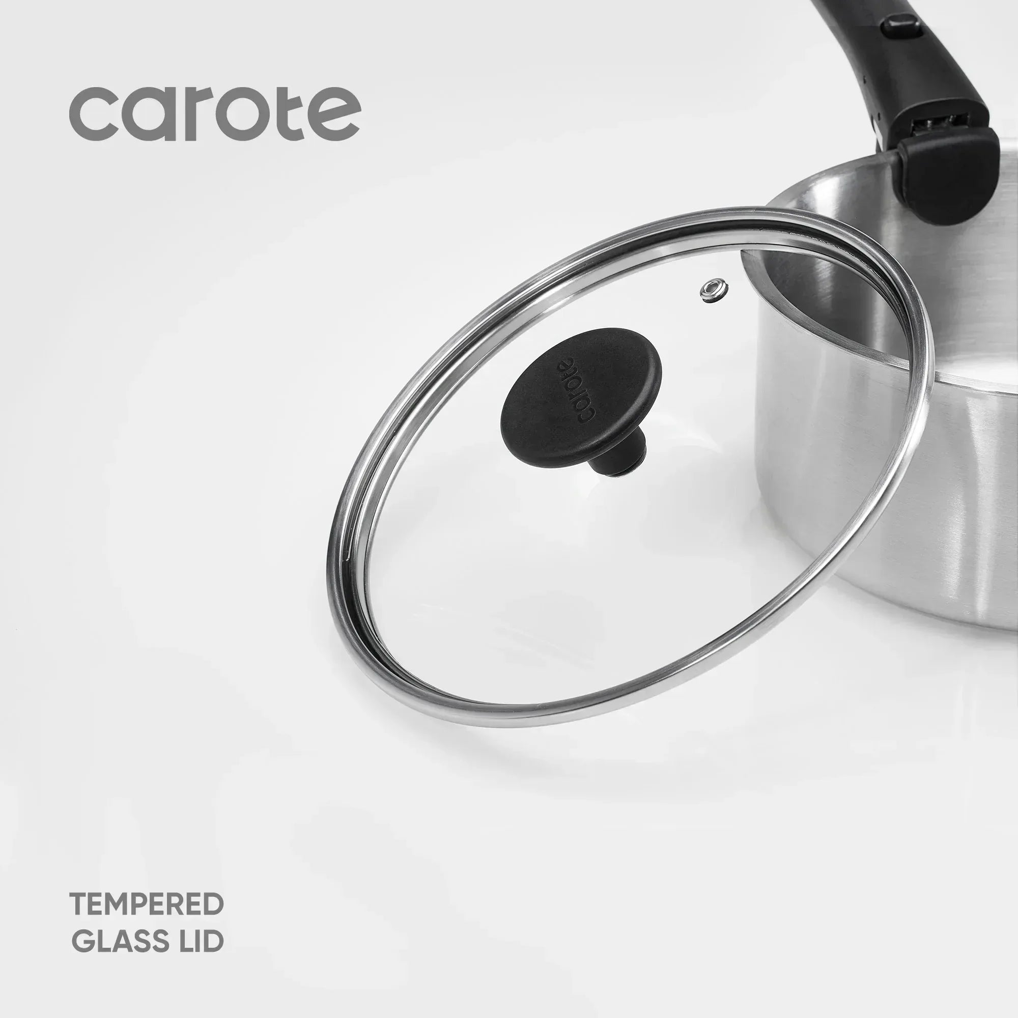 Carote 4 Pcs Stainless Steel Saucepan Set, Saucepans with Detachable Handle, Oven Safe, Induction Ready, Stackable Cookware, Kitchen Cooking Set