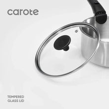 Stainless steel saucepan with black knob glass lid and detachable handle
