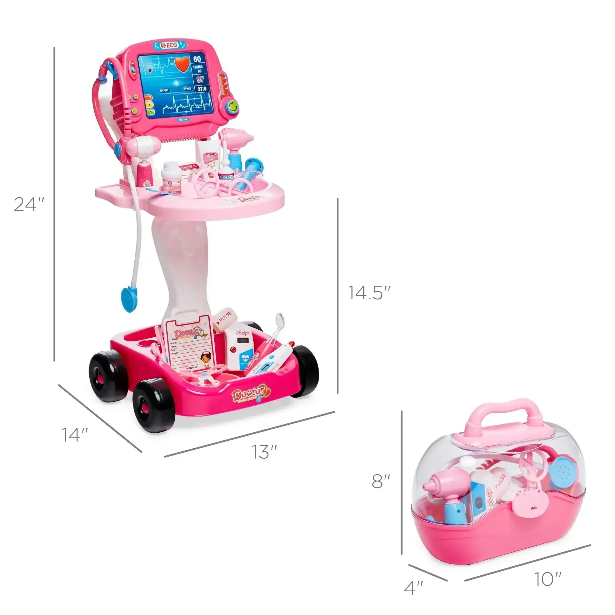 Best Choice Products Play Doctor Kit for Kids, Pretend Medical Station Set with Carrying Case, Mobile Cart - USA MEGA SHOP