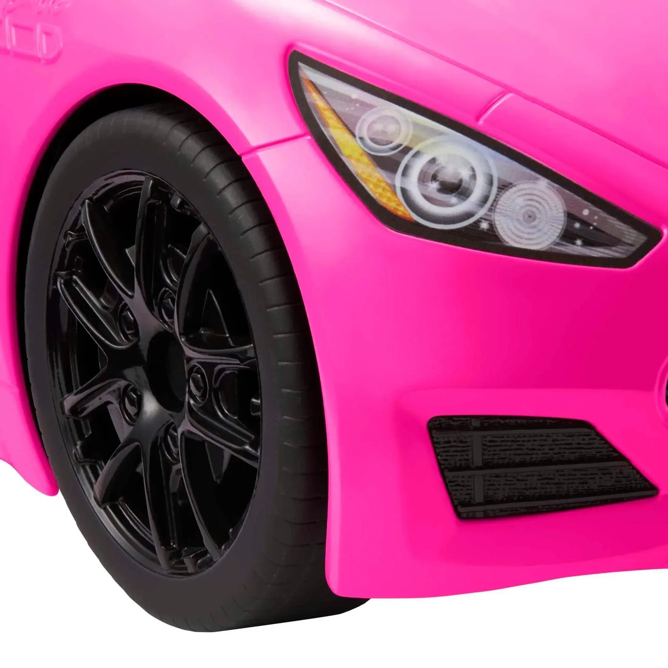 Barbie Convertible Toy Car, Bright Pink with Seatbelts and Rolling Wheels (Seats 2 Dolls), Toy for 3 Years and Up