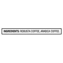 Ingredients label reading robusta coffee and arabica coffee