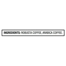 Coffee pod ingredients label: robusta coffee, arabica coffee