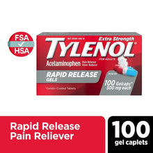 Tylenol Extra Strength Rapid Release gels box, 100 gelcaps, 500 mg each
