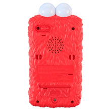 Red Elmo learning phone back with speaker holes, battery door, and control buttons
