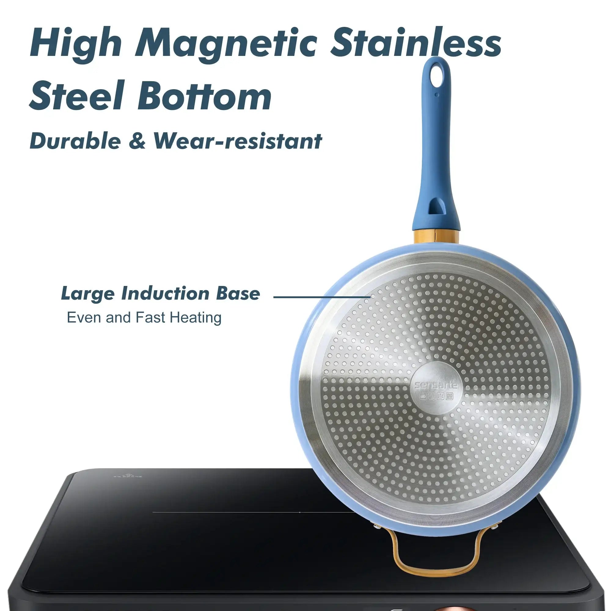 SENSARTE Nonstick Pots and Pans Set, 18Pcs Non Stick Cookware Sets, Induction Kitchen Cookware Sets