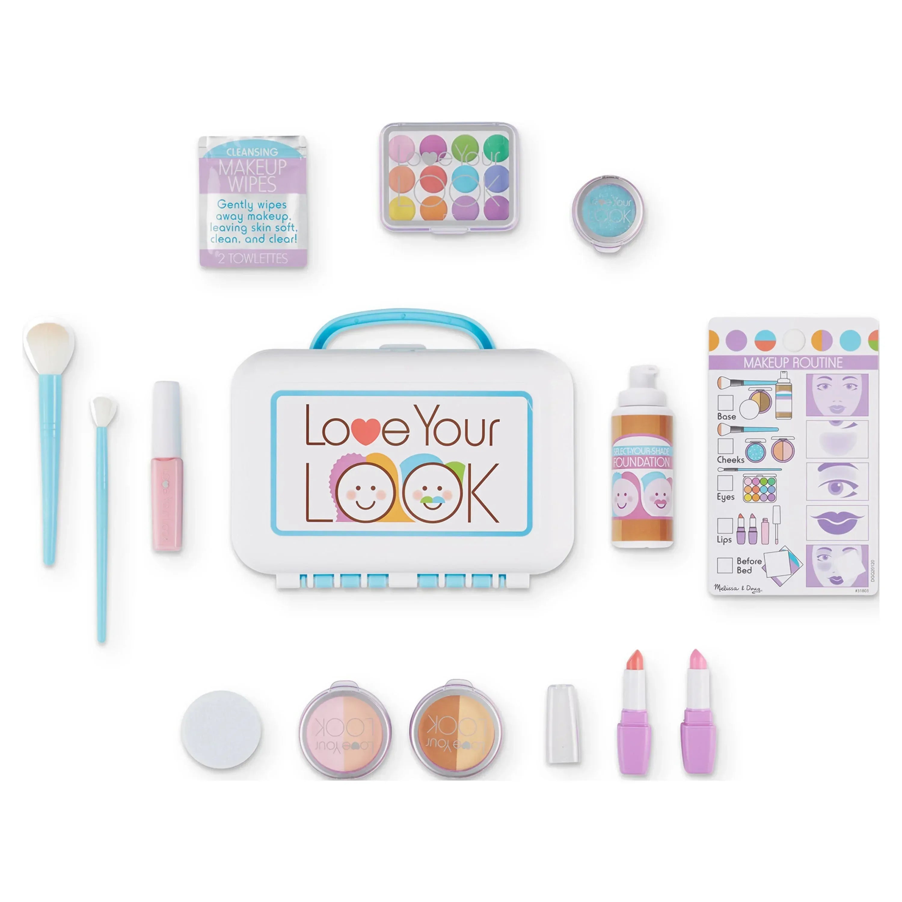 Melissa & Doug Love Your Look Pretend Makeup Kit Play Set – 16 Pieces for Mess-Free Pretend Makeup Play (DOES NOT CONTAIN REAL COSMETICS)