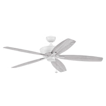 White 60-inch ceiling fan with five blades, reversible sides visible