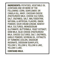 Ingredients list for ripple potato chips, including potatoes and vegetable oil