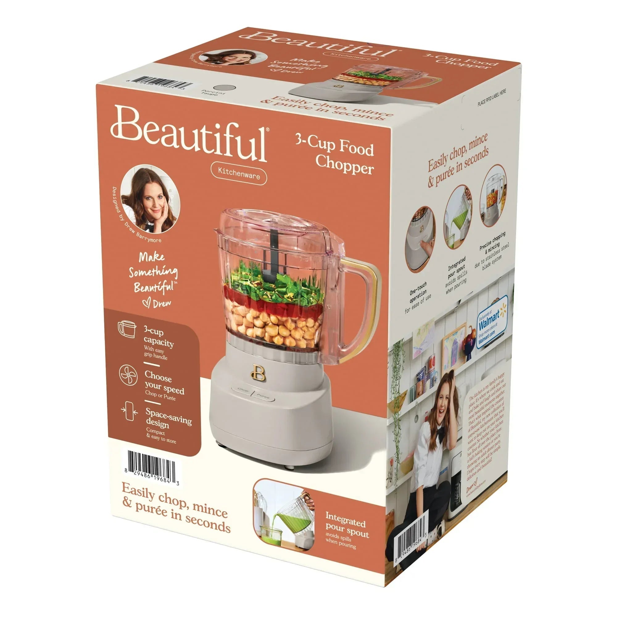 Beautiful 3-Cup Food Chopper, White Icing by Drew Barrymore