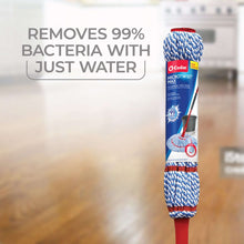 O-Cedar MicroTwist MAX mop refill packaging showing blue microfiber head and red handle