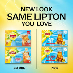 Lipton Family Sized Iced Sweet Black Tea, Caffeinated, Tea Bags 22 Count Box