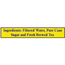 Ingredients label for sweet tea: filtered water, pure cane sugar, brewed tea