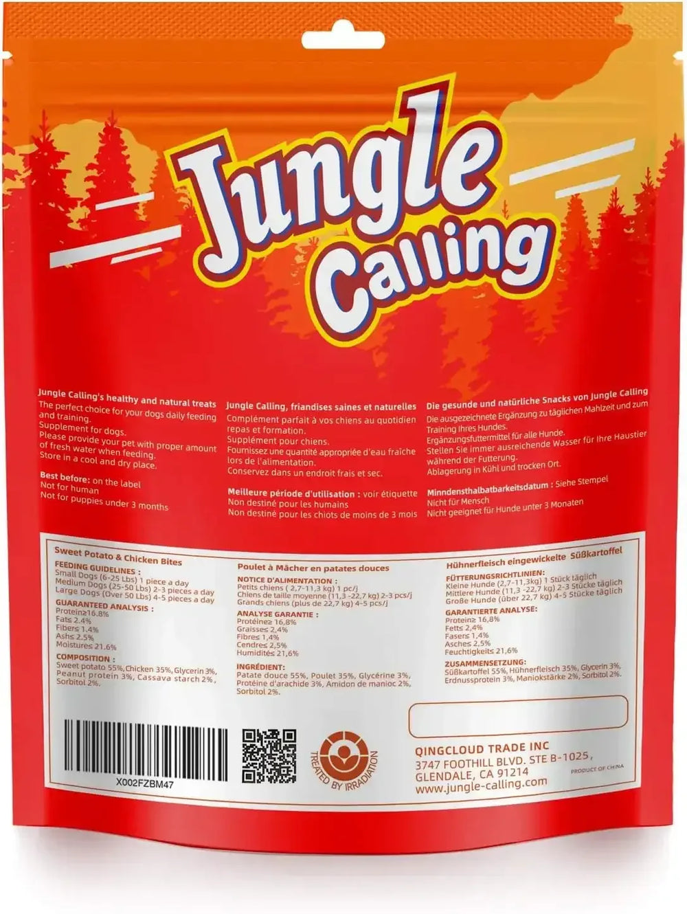 Jungle Calling Dog Treats, Chicken Wrapped Sweet Potato, Gluten and Grain Free, Chewy Dog Bites for Balanced Nutrition, 10.6 oz - USA MEGA SHOP