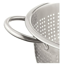 Stainless steel colander with side loop handle and perforated bowl