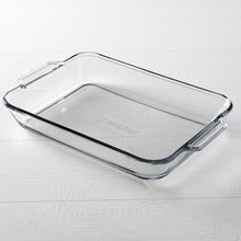Tempered clear glass rectangular baking dish with long sidewalls
