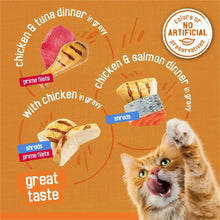 Chicken lovers wet cat food variety: prime filets and shreds with chicken & tuna